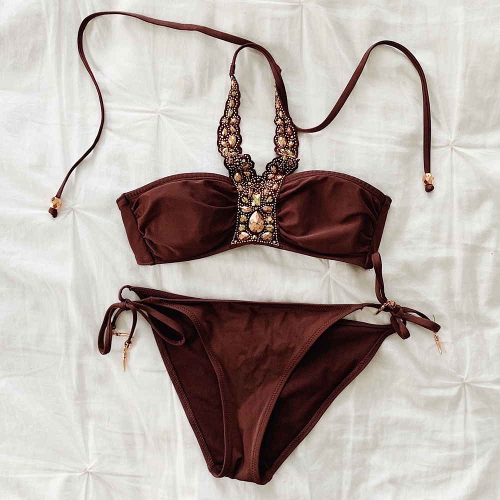 ✖️SOLD✖️NWOT | H&M boho jeweled bandeau bikini - Picture 1 of 4